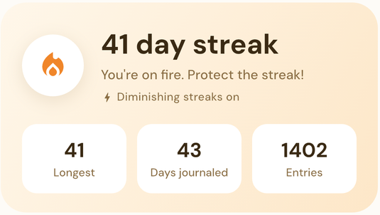A 41 day streak card with the current flame count.
